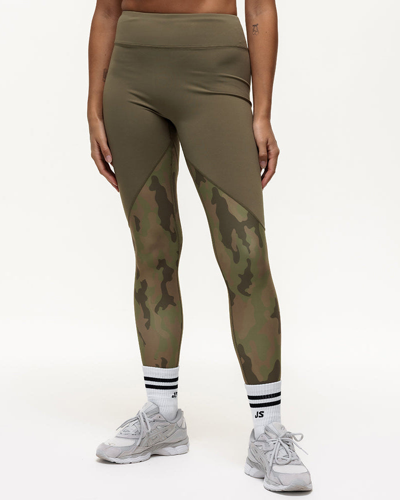 Vertex Camo High Rise Leggings - Military Green