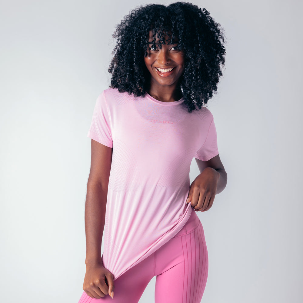 Laser Seamless Workout Tee - Bubblegum Pink