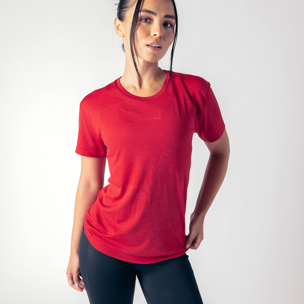 Laser Seamless Workout Tee - Ruby Red