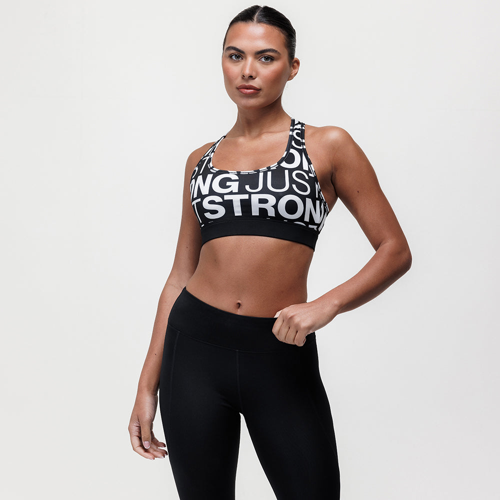 Printed Motion Light Support Bra - Black/White