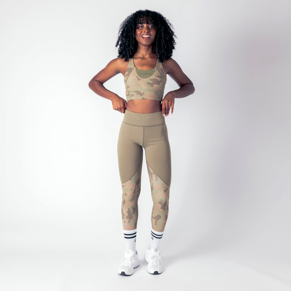 Vertex Camo High Rise Leggings - Military Green