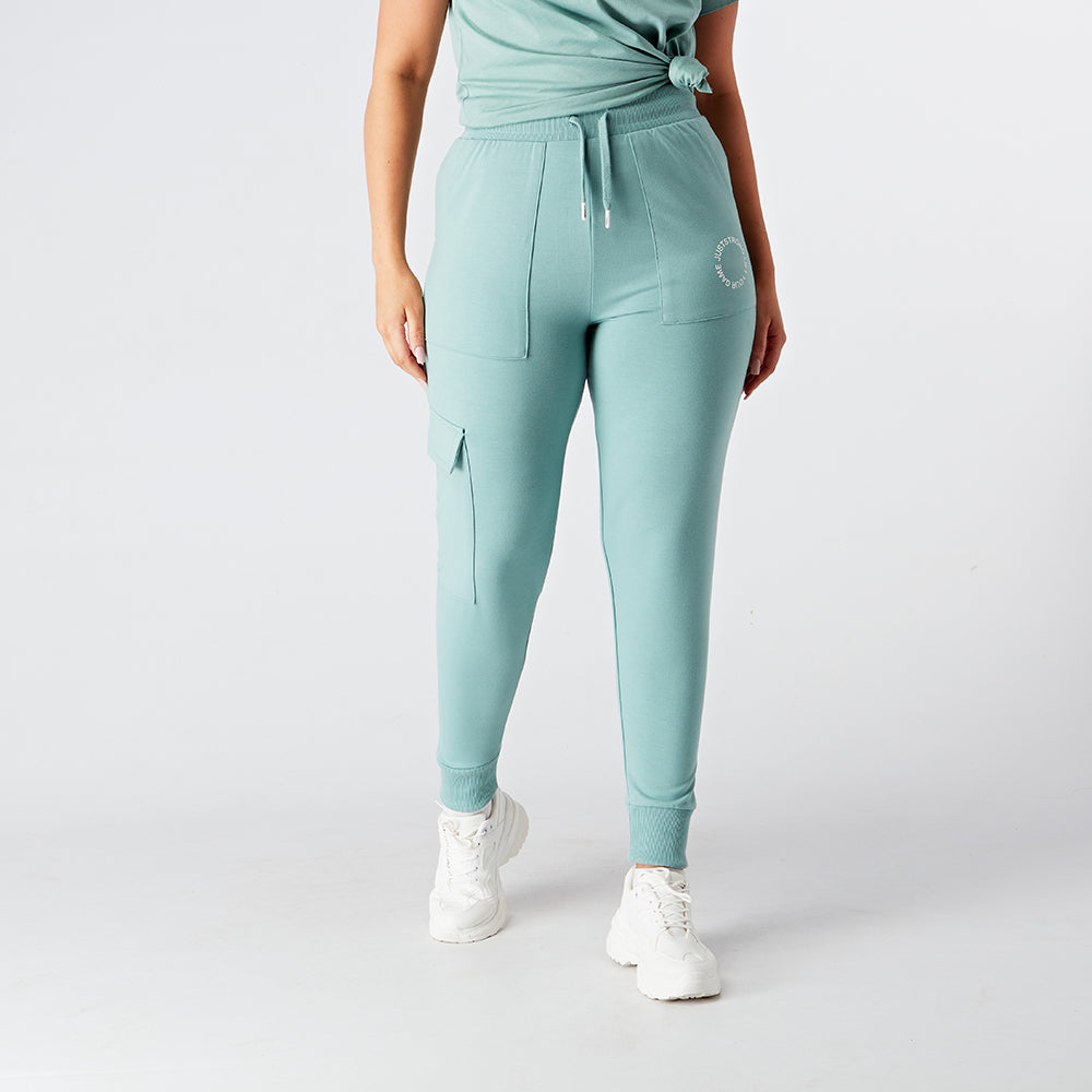 Silver Green Cargo Joggers